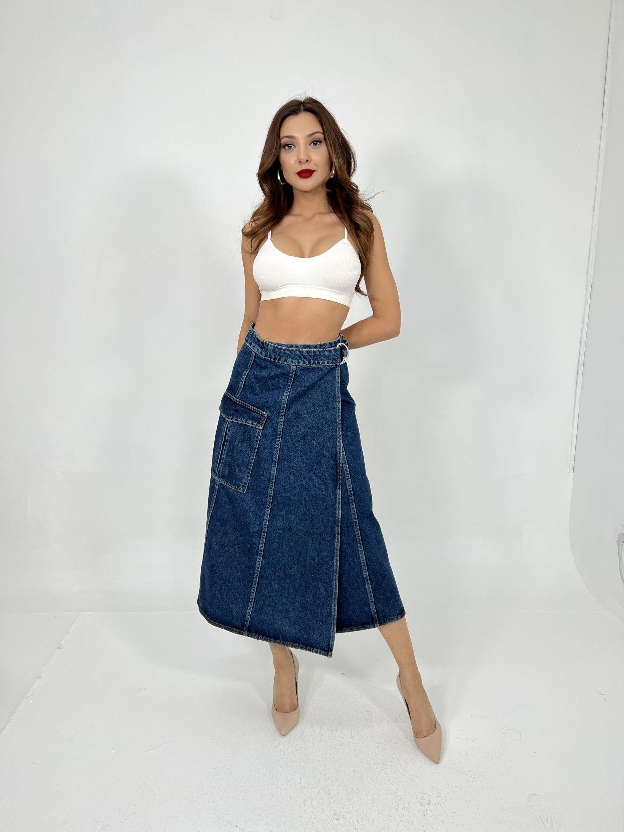 Denim Skirt - Blue - Brand: Fame - Women & Kids, Baby Clothes Wholesale - TheBS Women