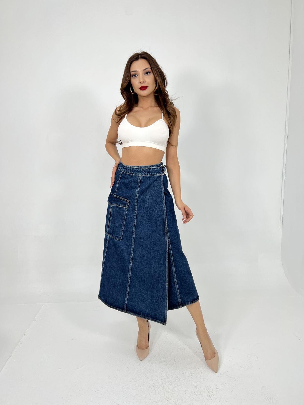 Denim Skirt – Blue – Brand: Fame – Women & Kids, Baby Clothes Wholesale – TheBS Women