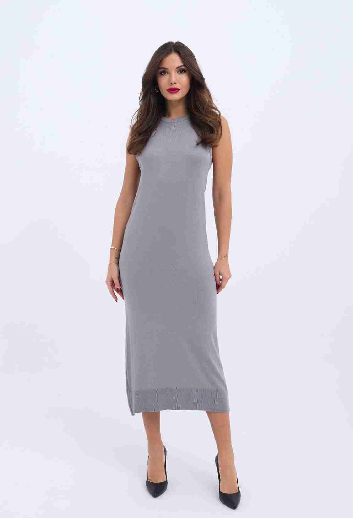 Knitted Sleeveless Dress - Gray - Brand: Fame - Women & Kids, Baby Clothes Wholesale - TheBS Women