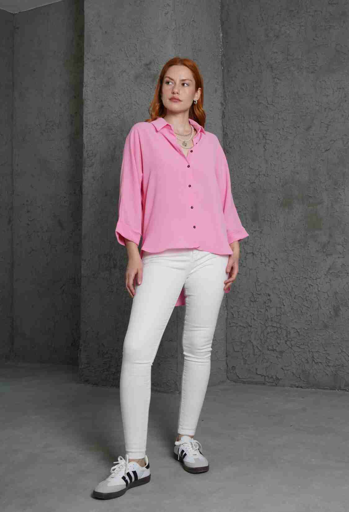 WholesaleShirt With Sleeve Folding Detail - Brand: Lustrin - Women & Kids, Baby Clothes Wholesale - TheBS Women