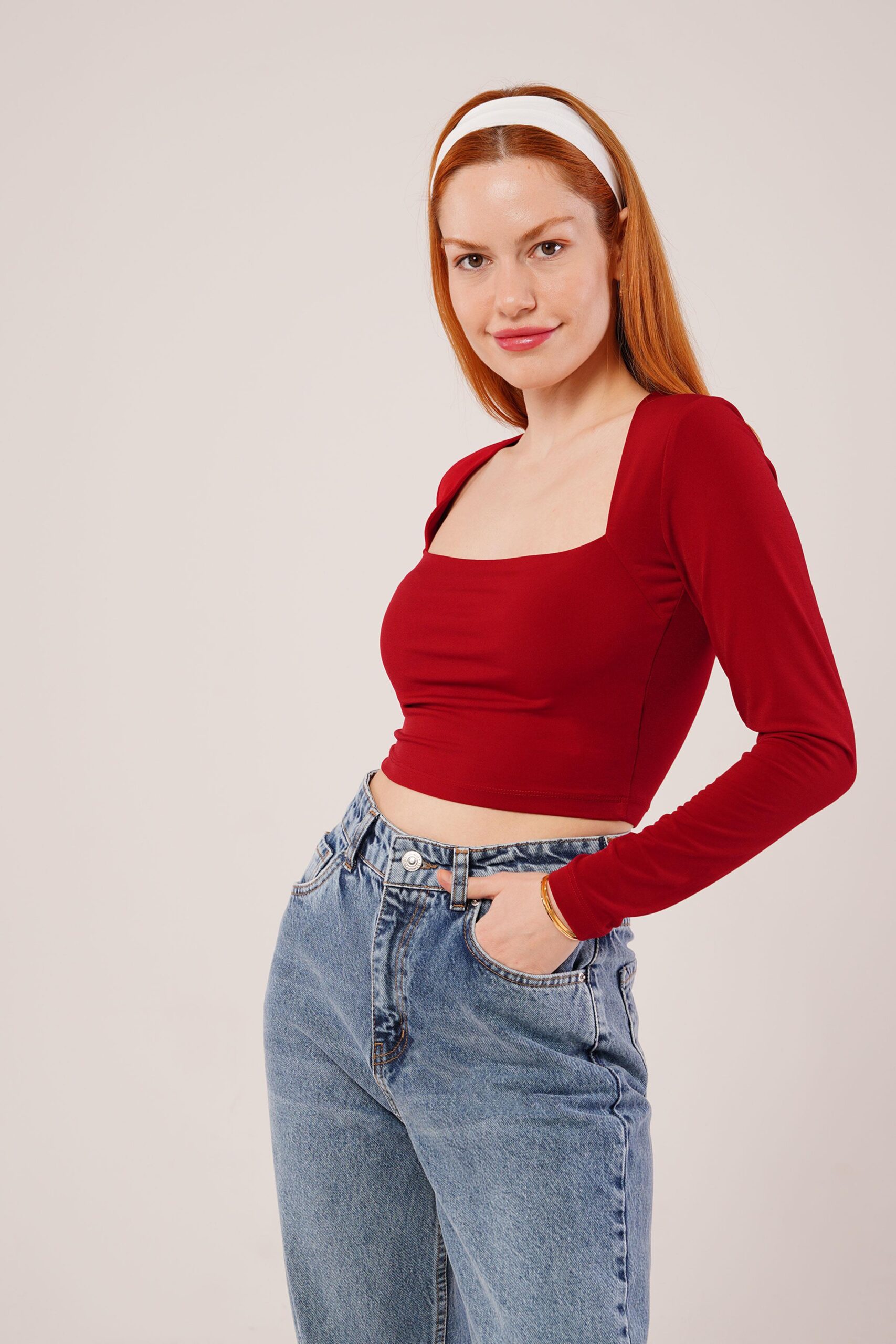 Square Collar Wholesale Basic Burgundy Blouse – Brand: Lustrin – Women & Kids, Baby Clothes Wholesale – TheBS Women