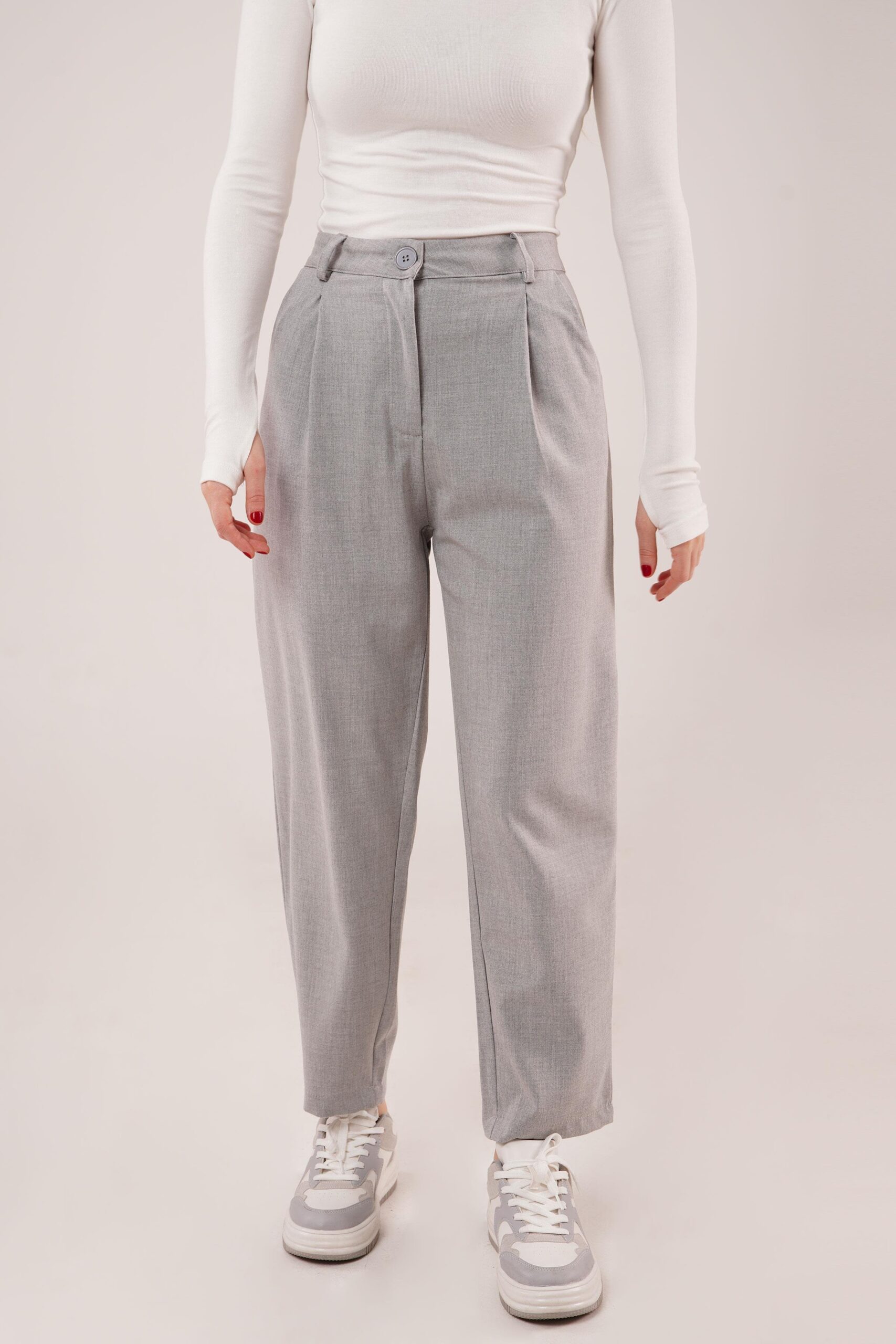 Wholesale Gray Pants With Closure Pocket Detailed – Brand: Lustrin – Women & Kids, Baby Clothes Wholesale – TheBS Women