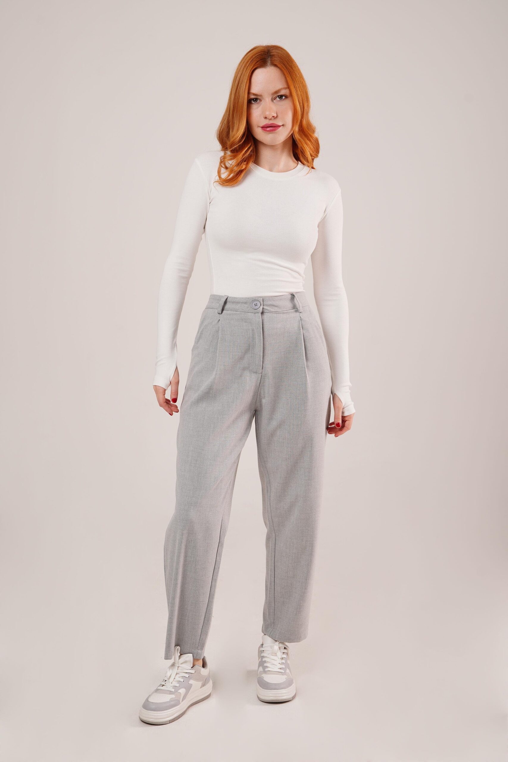 Wholesale Gray Pants With Closure Pocket Detailed – Brand: Lustrin – Women & Kids, Baby Clothes Wholesale – TheBS Women