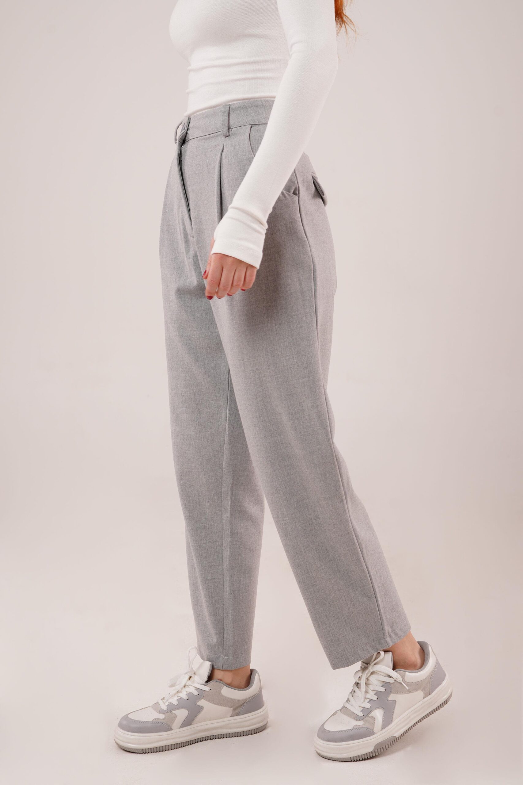 Wholesale Gray Pants With Closure Pocket Detailed – Brand: Lustrin – Women & Kids, Baby Clothes Wholesale – TheBS Women