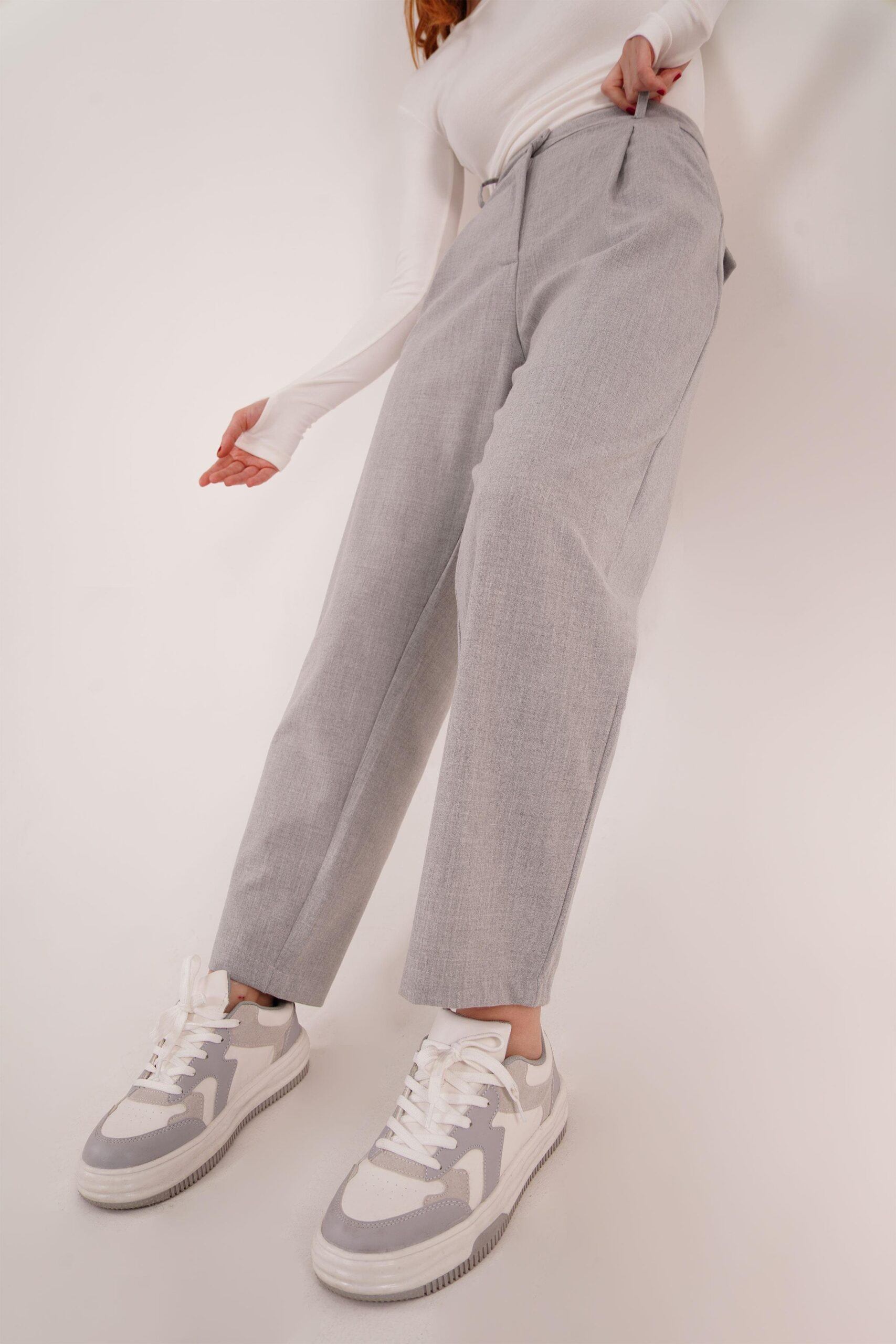 Wholesale Gray Pants With Closure Pocket Detailed – Brand: Lustrin – Women & Kids, Baby Clothes Wholesale – TheBS Women