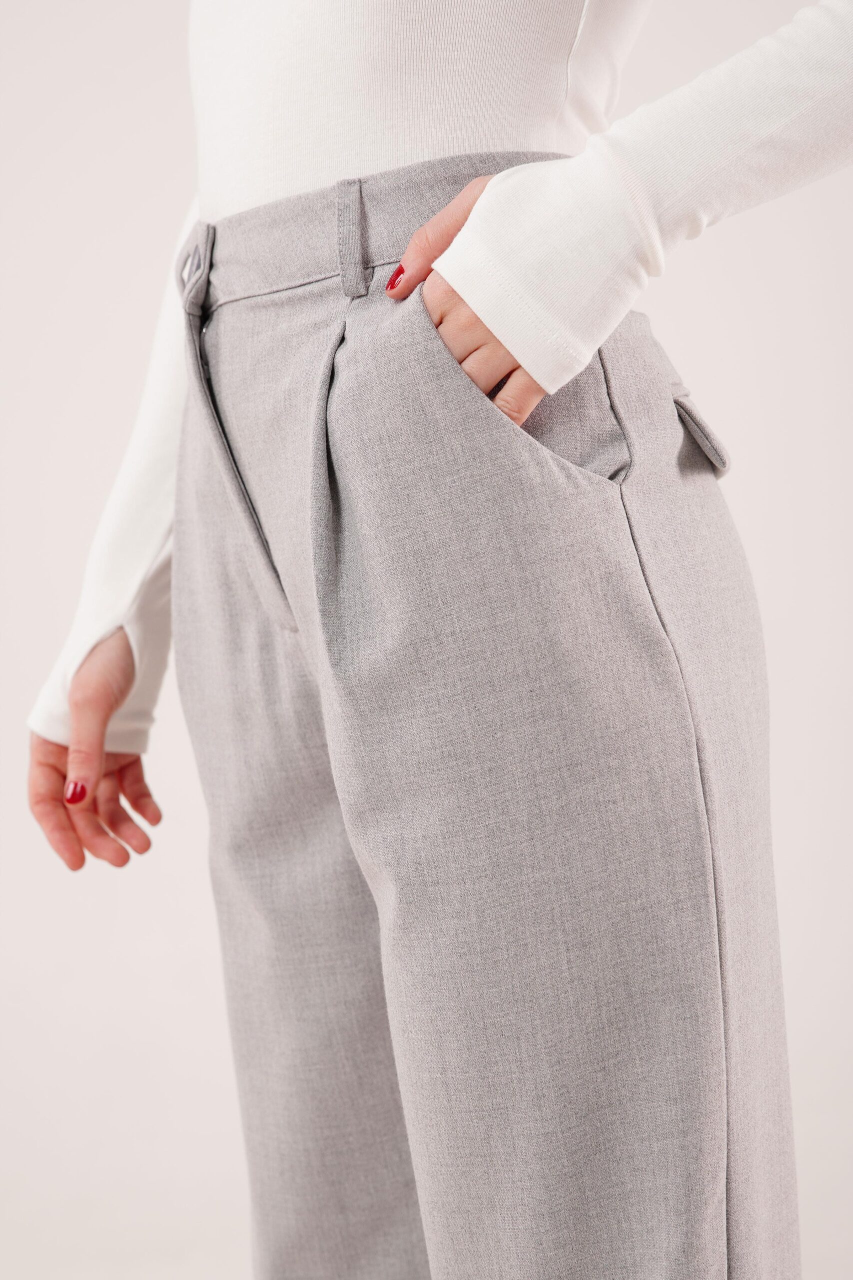 Wholesale Gray Pants With Closure Pocket Detailed – Brand: Lustrin – Women & Kids, Baby Clothes Wholesale – TheBS Women