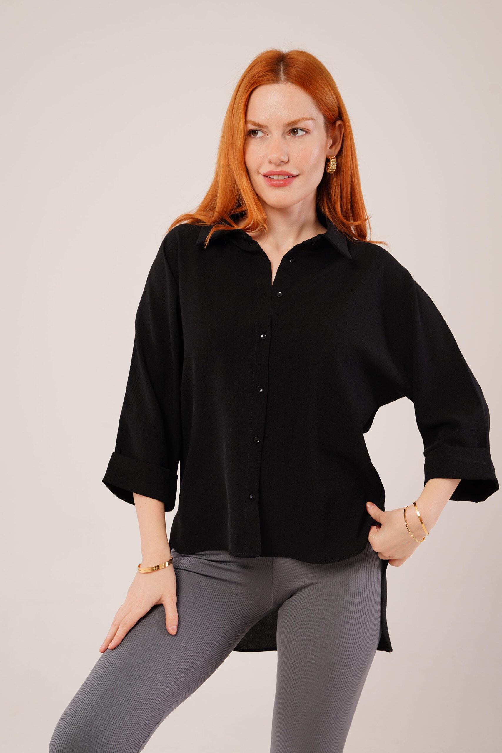 Sleeve Folding Detailed WholesaleShirt - Brand: Lustrin - Women & Kids, Baby Clothes Wholesale - TheBS Women