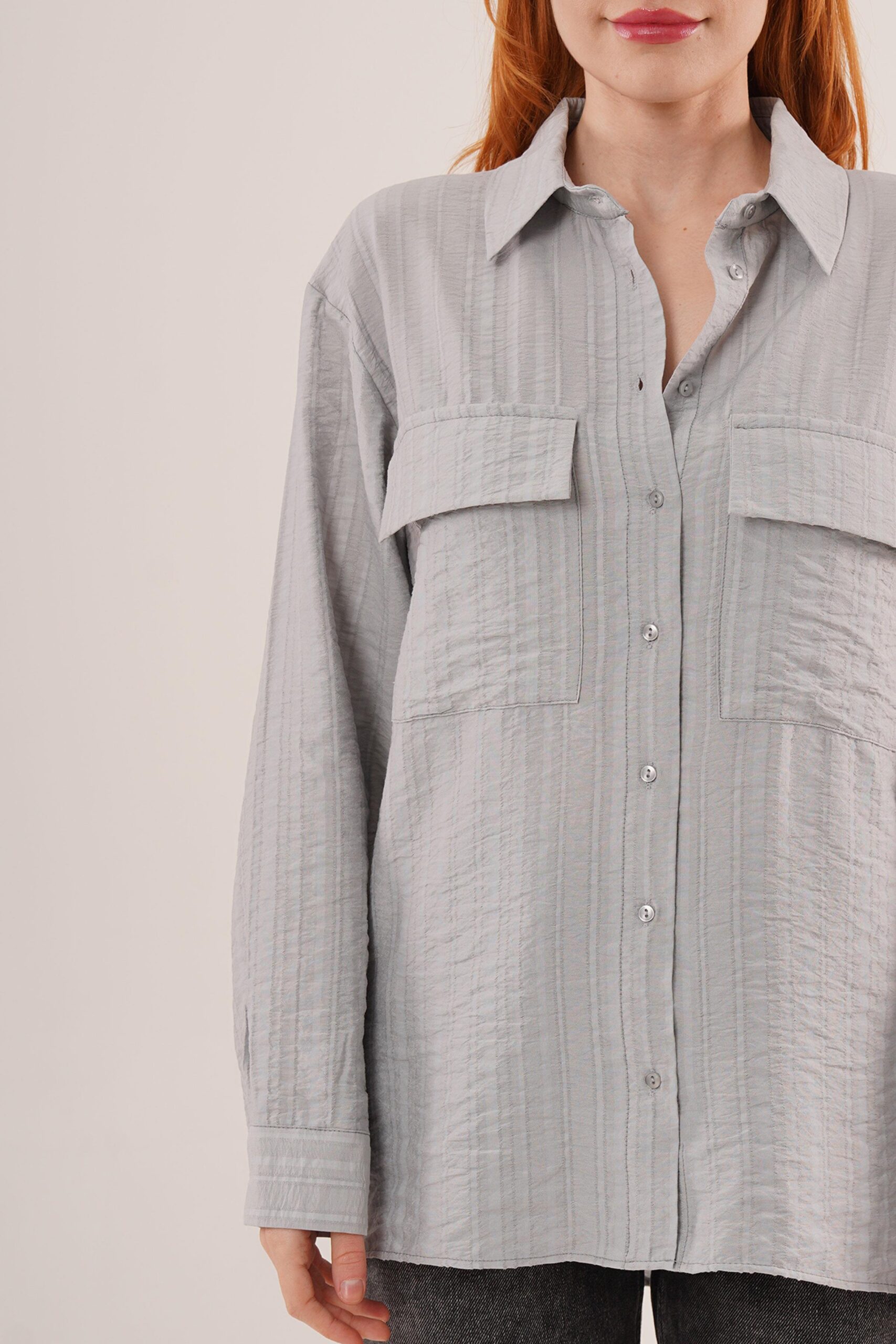 WholesaleShirt With Self Striped Pockets And Buttons – Brand: Lustrin – Women & Kids, Baby Clothes Wholesale – TheBS Women