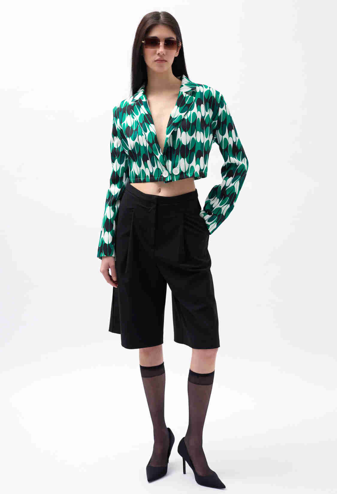 Patterned Crop Jacket - Brand: Black Fashion - Women & Kids, Baby Clothes Wholesale - TheBS Women