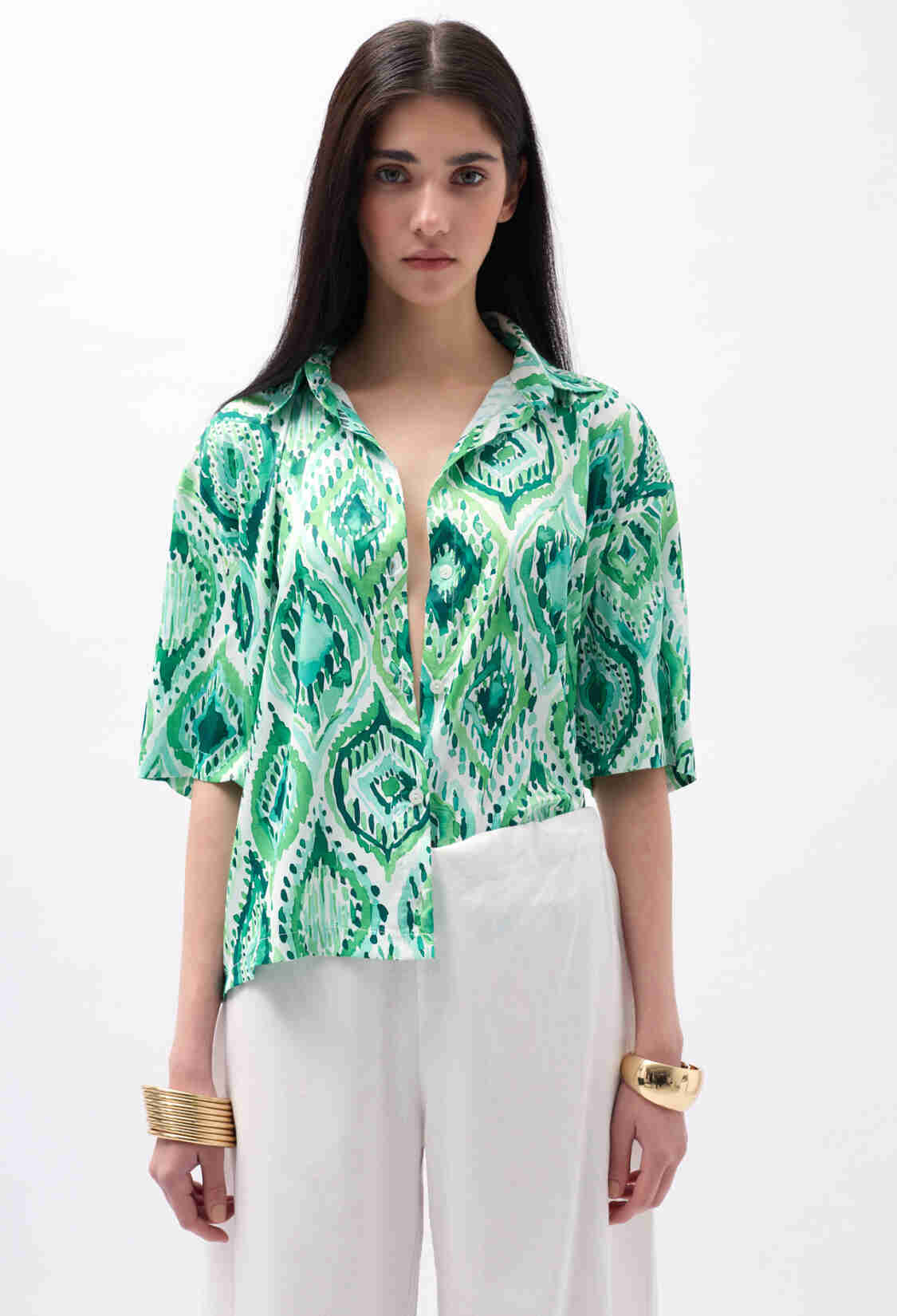 Patterned Satin Shirt - Brand: Black Fashion - Women & Kids, Baby Clothes Wholesale - TheBS Women