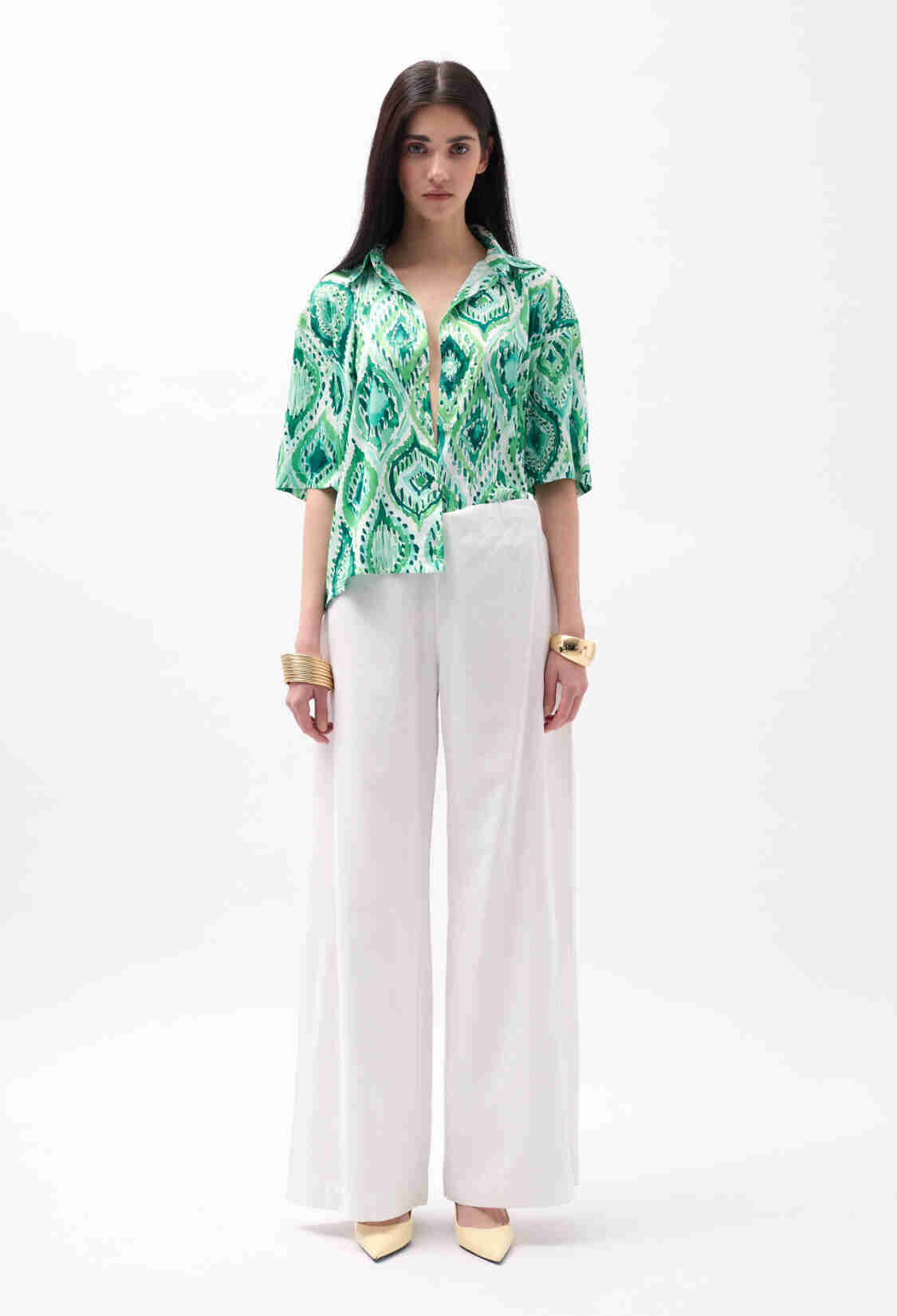 Patterned Satin Shirt - Brand: Black Fashion - Women & Kids, Baby Clothes Wholesale - TheBS Women