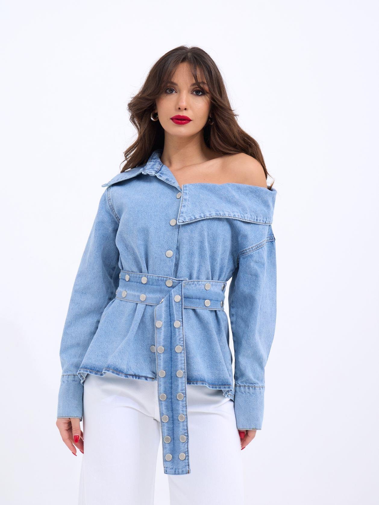 Denim Shirt - Blue - Brand: Fame - Women & Kids, Baby Clothes Wholesale - TheBS Women