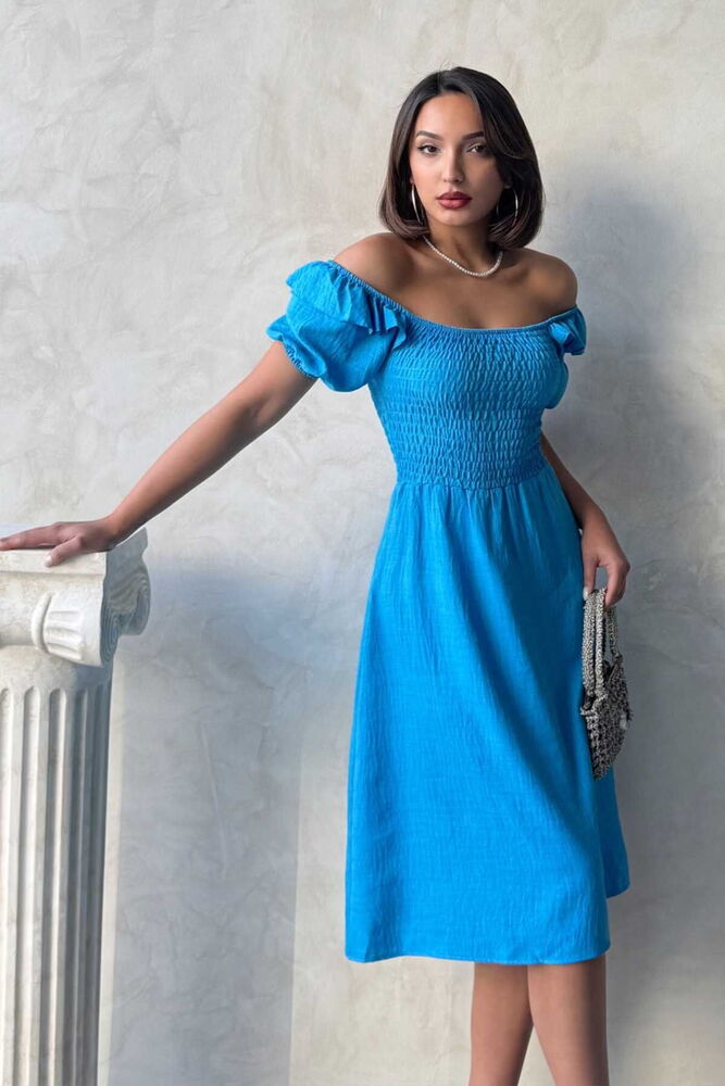 D2334 Gipeli Boat Neck Linen Dress - Dark - Brand: Topshow - Women & Kids, Baby Clothes Wholesale - TheBS Women