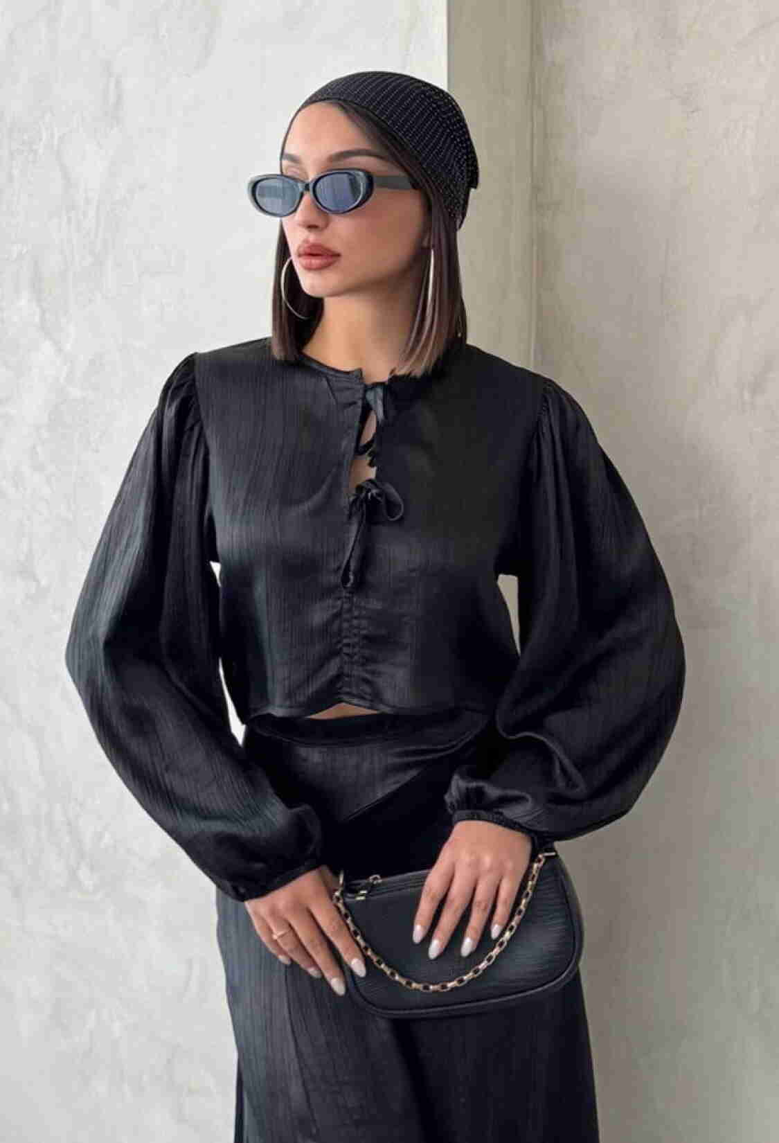 Lace Satin Front Tie Blouse - Brand: Topshow - Women & Kids, Baby Clothes Wholesale - TheBS Women