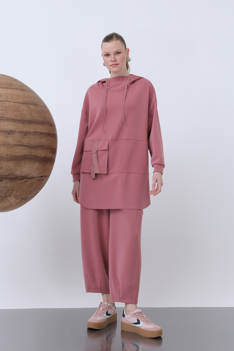 Pocket Detailed Double Suit - Dusty Rose - Brand: Puane - Women & Kids, Baby Clothes Wholesale - TheBS Women
