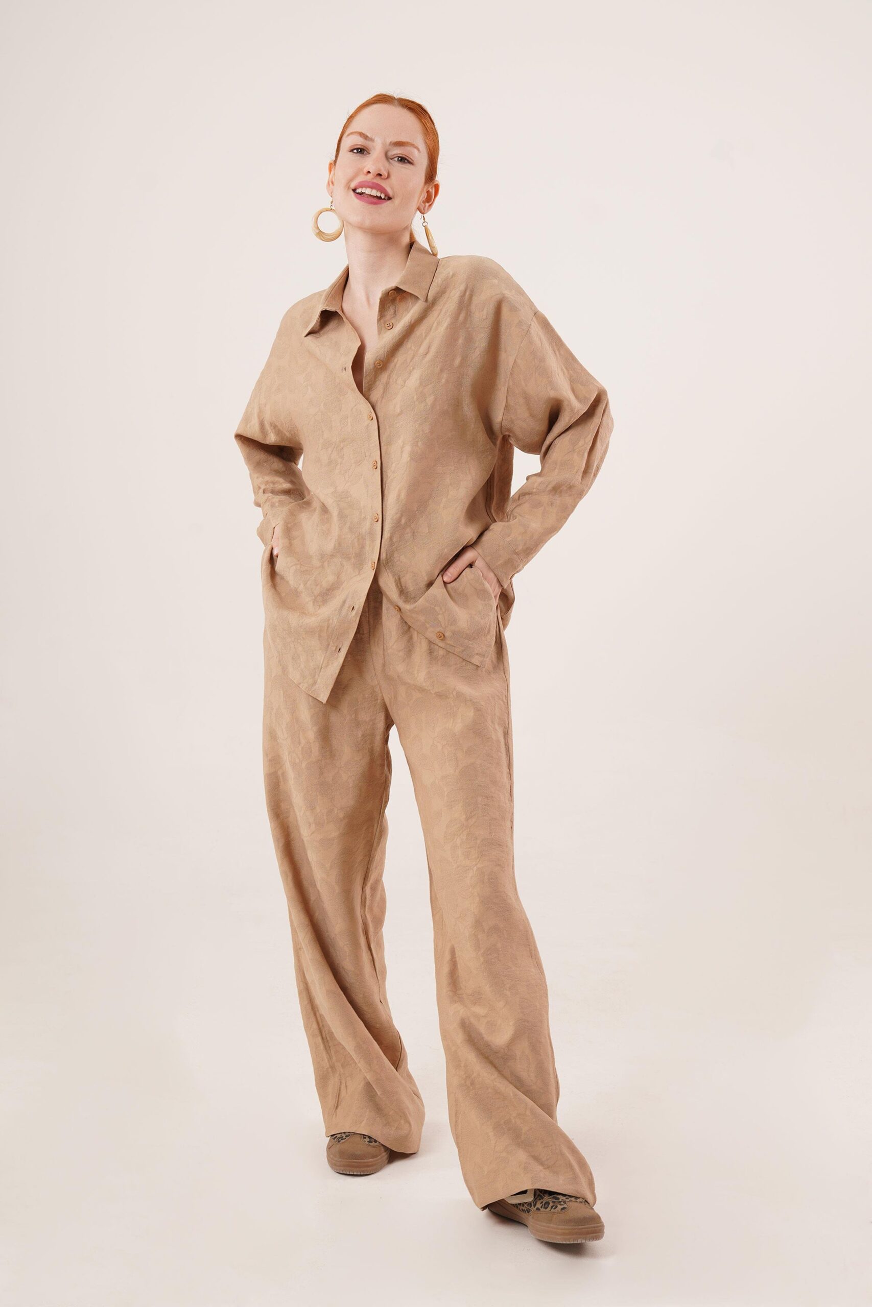 Patterned Shirt And Pants Double Set - Taba - Brand: Lustrin - Women & Kids, Baby Clothes Wholesale - TheBS Women