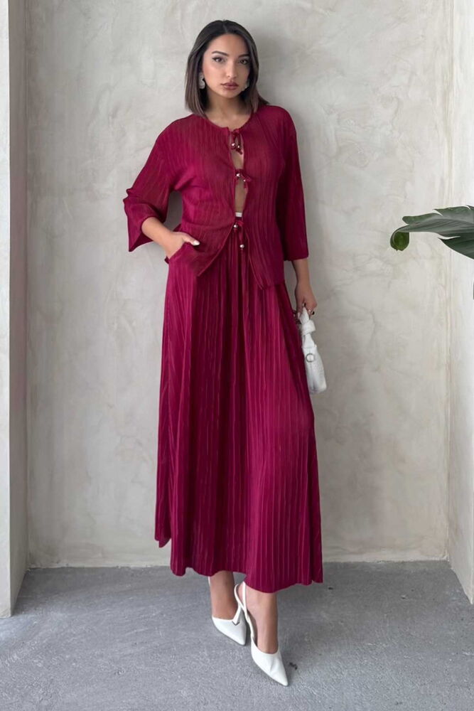 Pleise Skirt - Burgundy - Brand: Topshow - Women & Kids, Baby Clothes Wholesale - TheBS Women