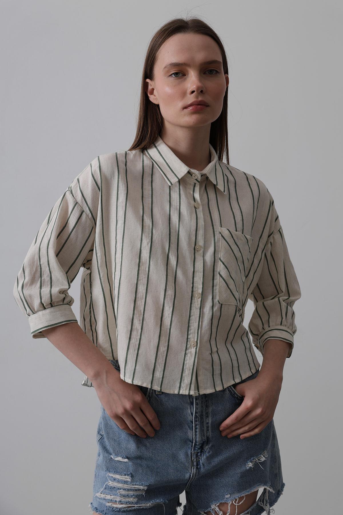 Striped Short Shirt - Multicolor - Brand: Reyon - Women & Kids, Baby Clothes Wholesale - TheBS Women