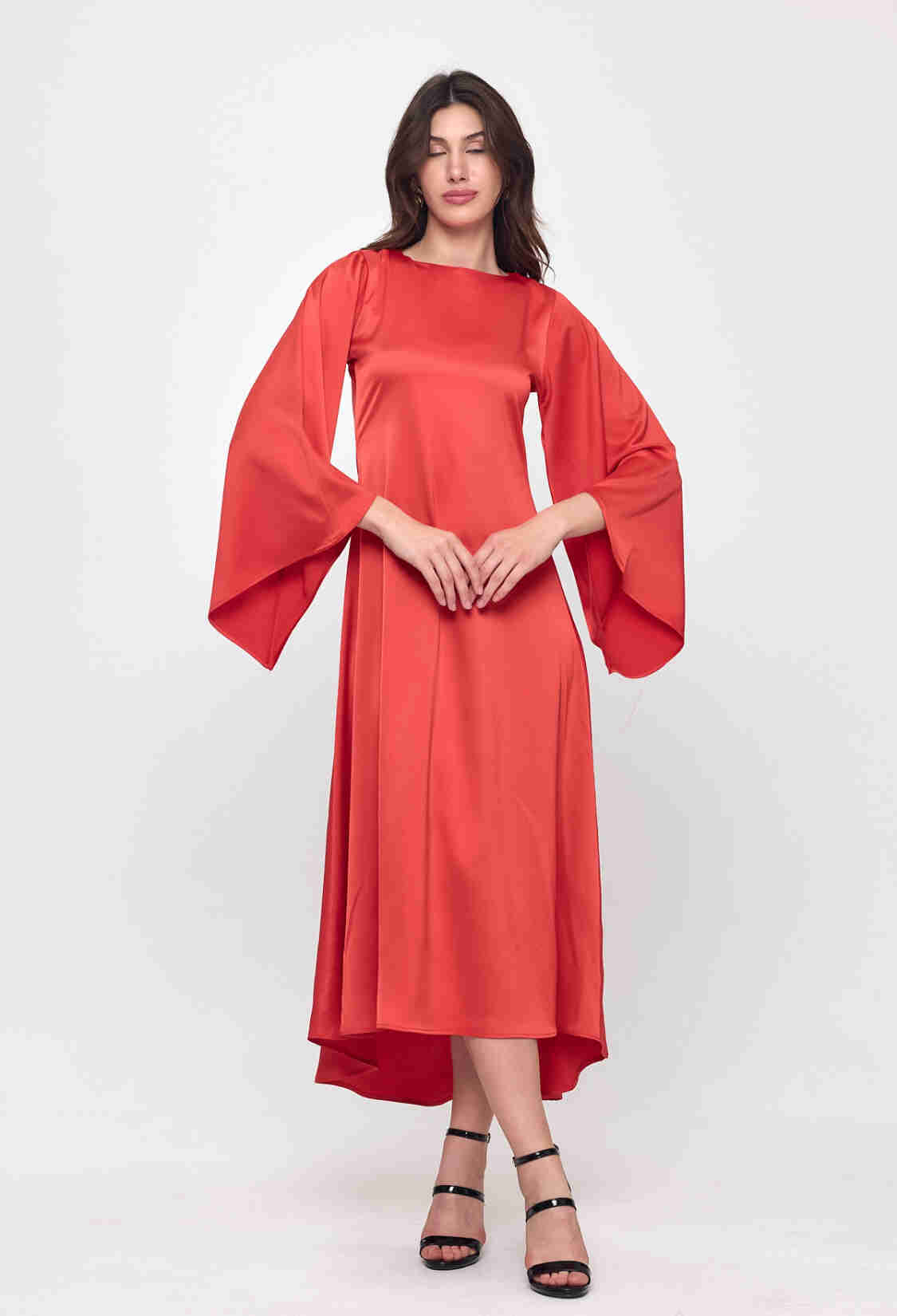 Nob Red Satin Bat Sleeve Long Dress - Brand: Evable - Women & Kids, Baby Clothes Wholesale - TheBS Women