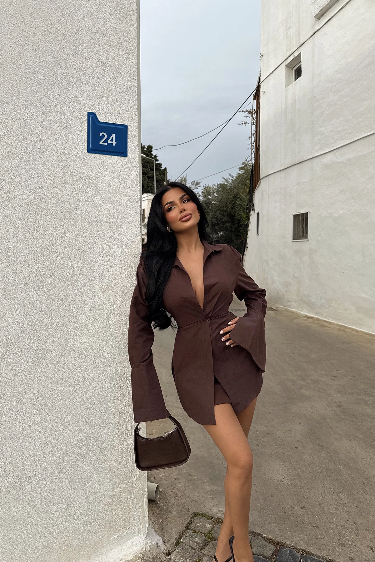 Brown Front Buttoned Shirt - Brand: EYYO ATELIER - Women & Kids, Baby Clothes Wholesale - TheBS Women