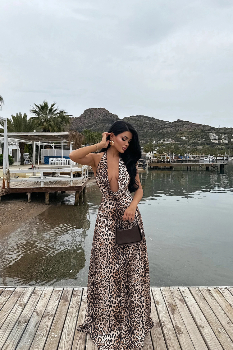 Dulcie Long Leopard Dress - Brand: EYYO ATELIER - Women & Kids, Baby Clothes Wholesale - TheBS Women
