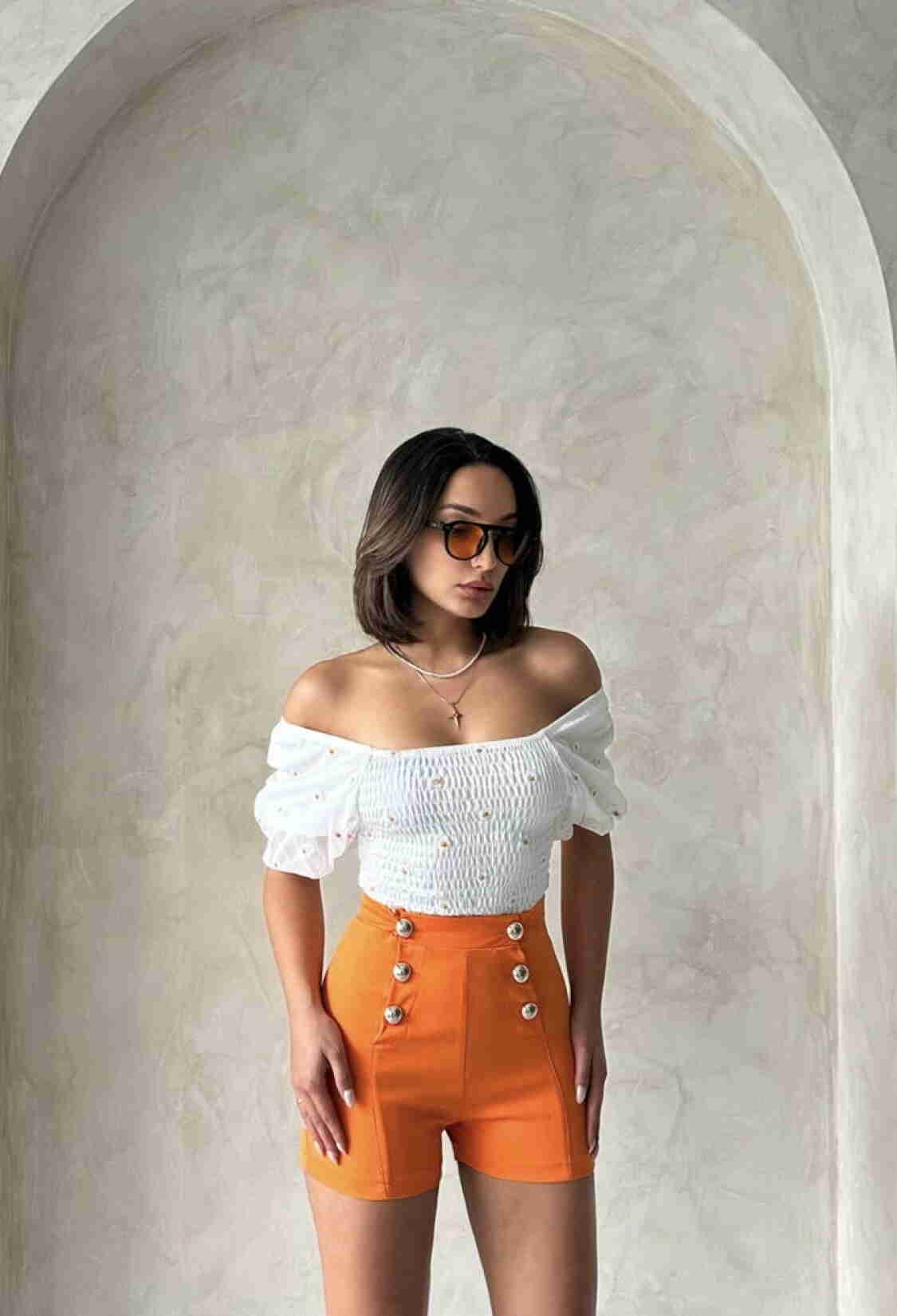 Gipe Detailed Patterned Chiffon Wholesale Blouse - Brand: Topshow - Women & Kids, Baby Clothes Wholesale - TheBS Women