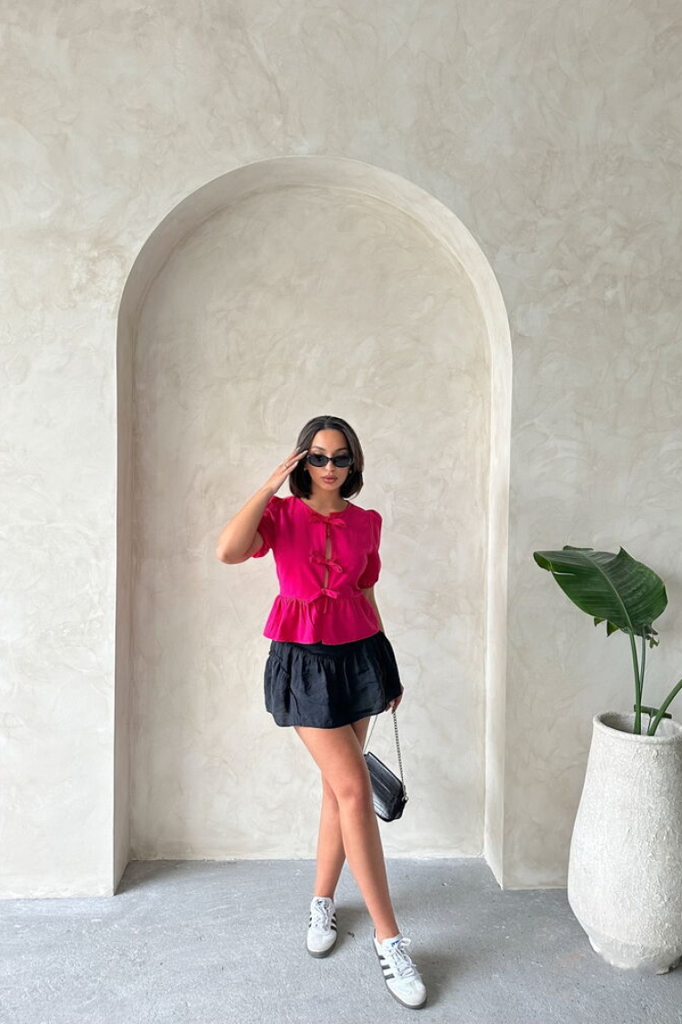 Front Tie Poplin Wholesale Blouse - Brand: Topshow - Women & Kids, Baby Clothes Wholesale - TheBS Women