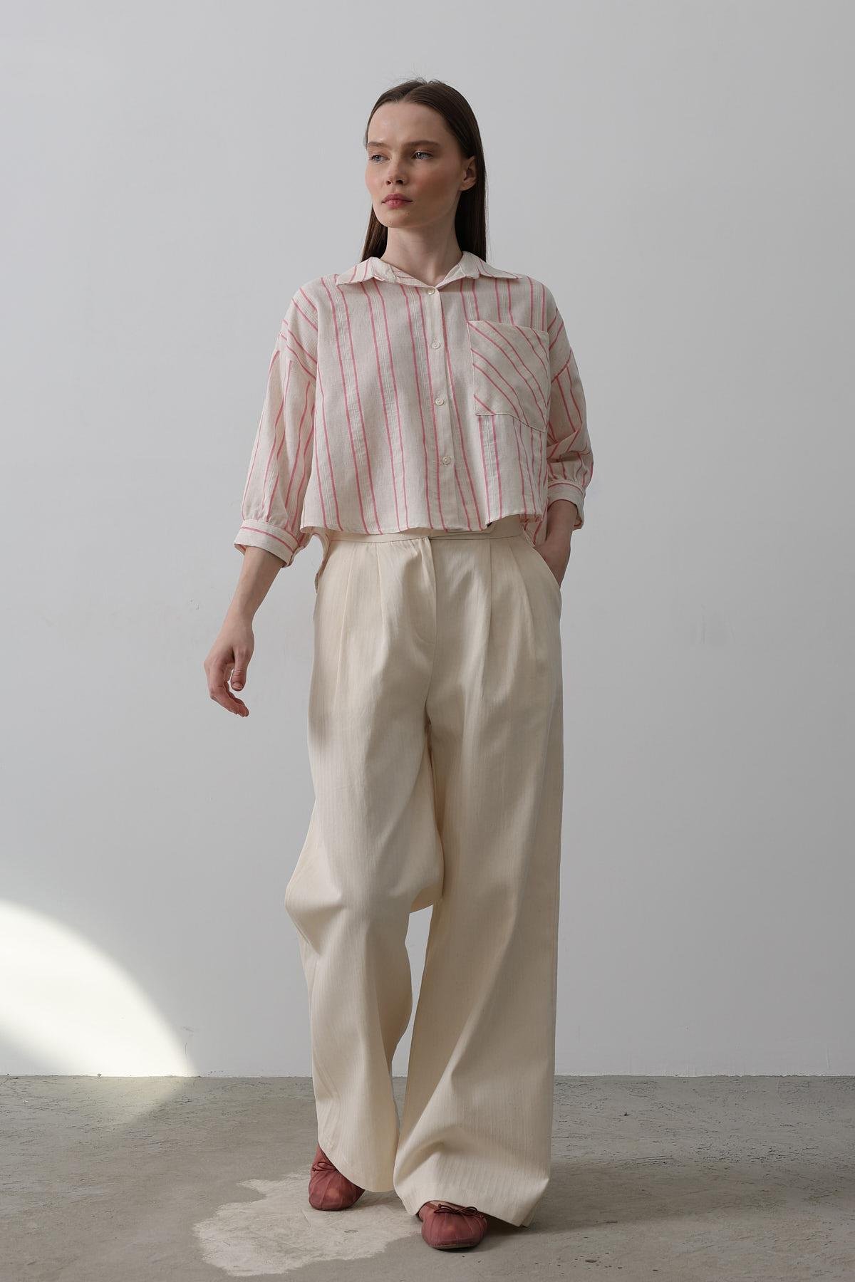 Double Pleated Palazzo Pants - Beige - Brand: Reyon - Women & Kids, Baby Clothes Wholesale - TheBS Women
