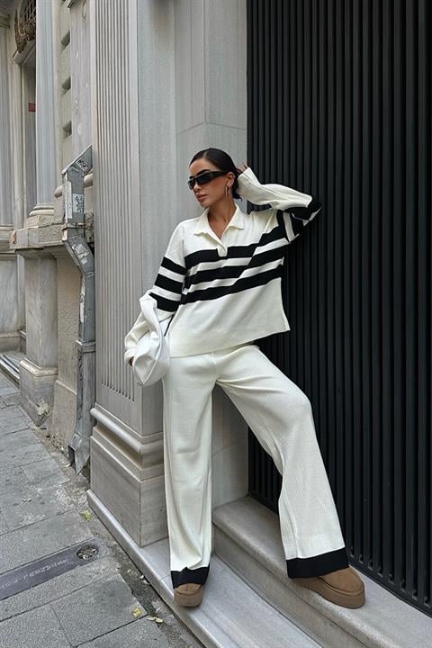 Striped Knitted Trouser Sweater Set - Brand: Sobe Istanbul - Women & Kids, Baby Clothes Wholesale - TheBS Women