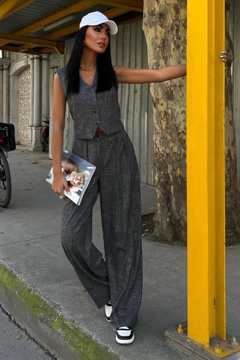 Sequined And Glittery Vest Set - Brand: Sobe Istanbul - Women & Kids, Baby Clothes Wholesale - TheBS Women