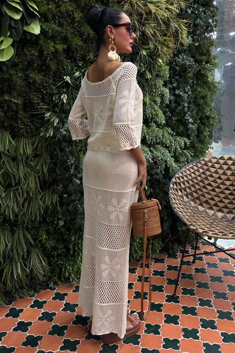 Boat Neck Half Sleeve Openwork Knitwear Set – Brand: Sobe Istanbul – Women & Kids, Baby Clothes Wholesale – TheBS Women