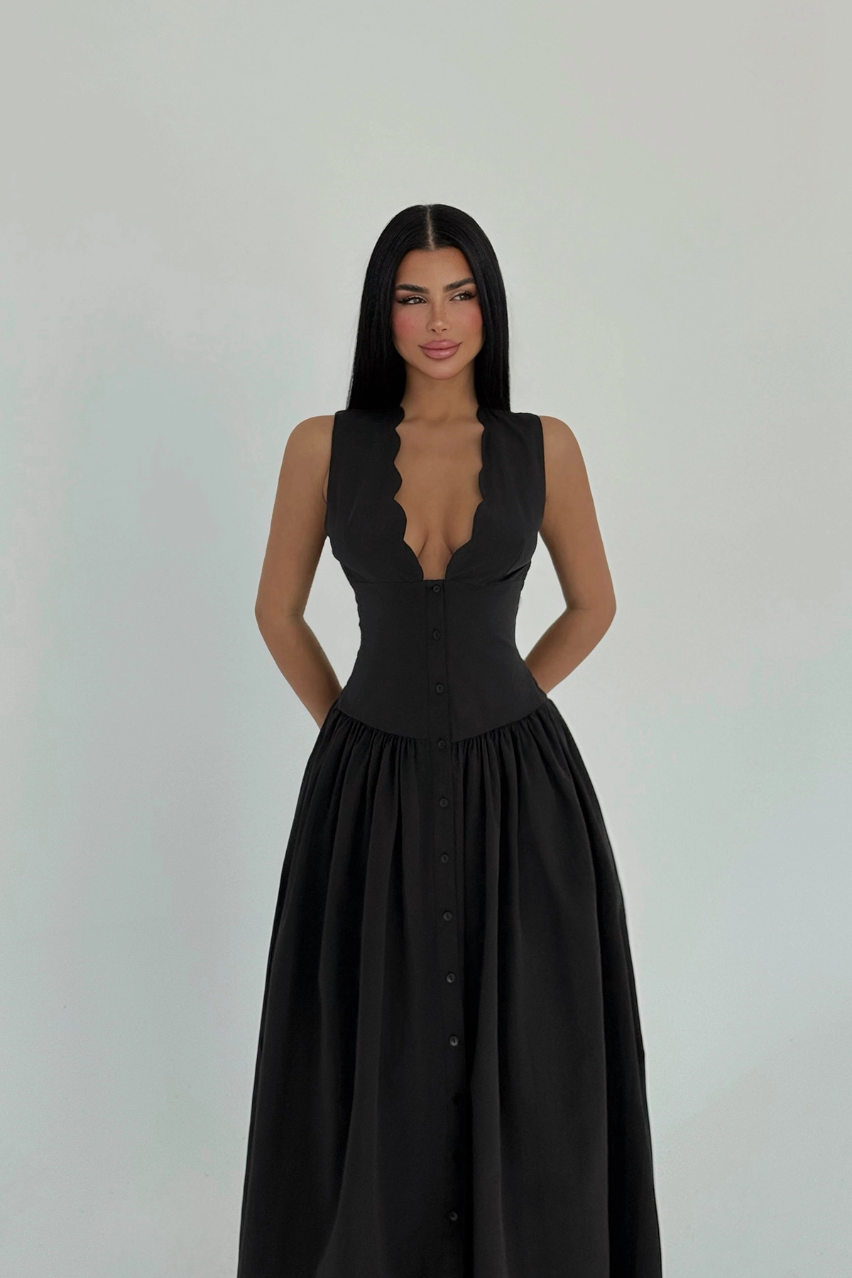 Button Detail Dress – Brand: EYYO ATELIER – Women & Kids, Baby Clothes Wholesale – TheBS Women