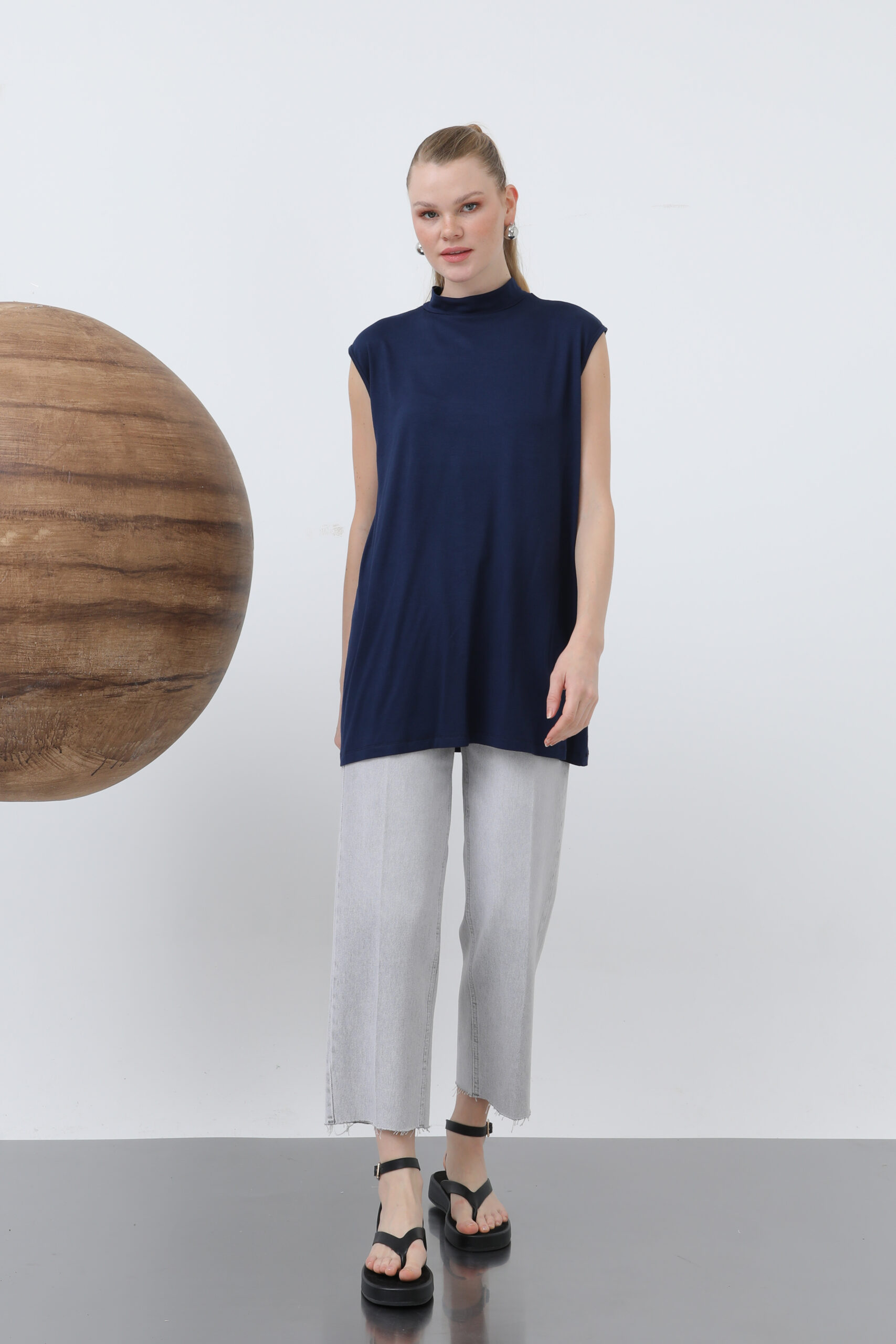 Sleeveless Crew Neck Blouse - Navy - Brand: Puane - Women & Kids, Baby Clothes Wholesale - TheBS Women