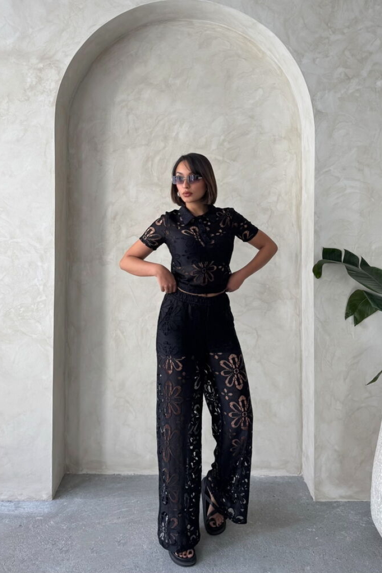 Shirt Collar Lace Blouse - Black - Brand: Topshow - Women & Kids, Baby Clothes Wholesale - TheBS Women