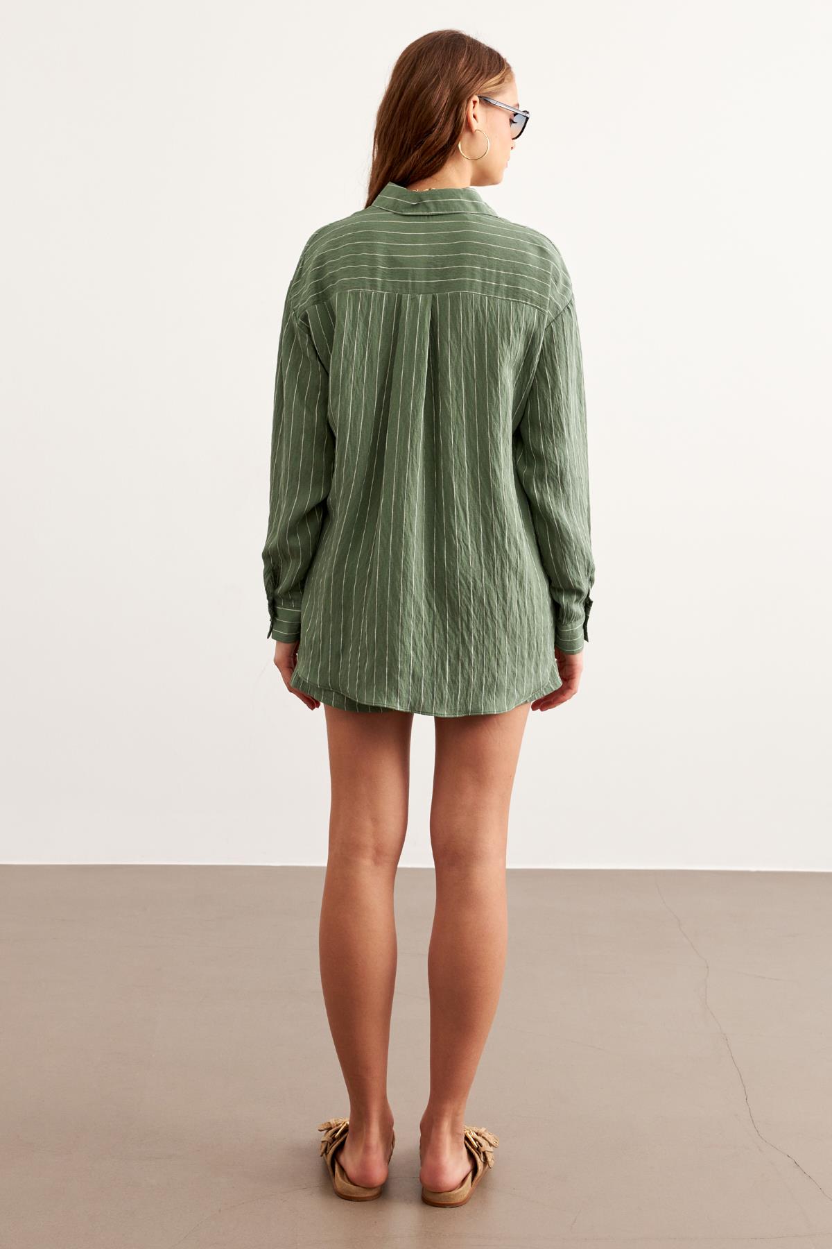 Striped Oversized Shirt With Front Buttons – Brand: Levure – Women & Kids, Baby Clothes Wholesale – TheBS Women