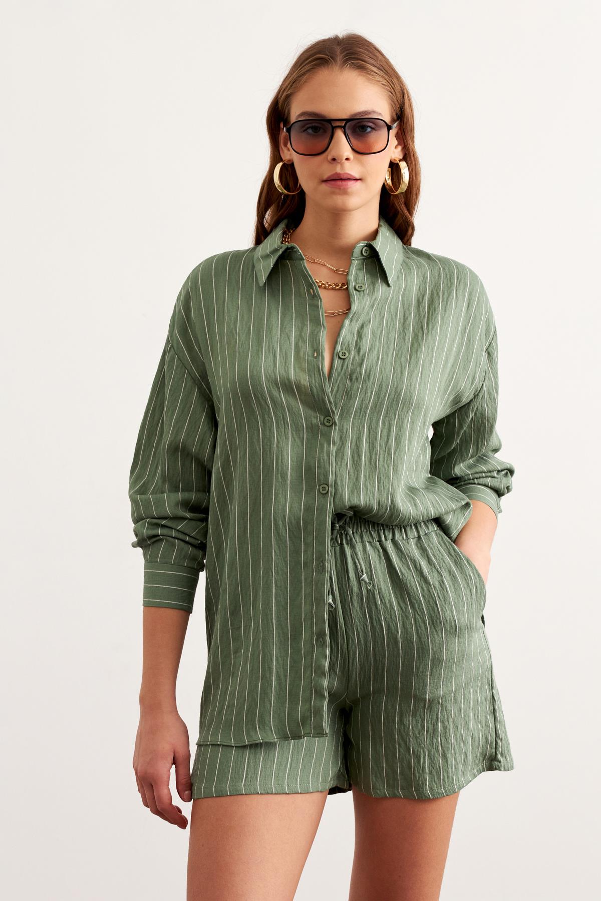 Striped Oversized Shirt With Front Buttons – Brand: Levure – Women & Kids, Baby Clothes Wholesale – TheBS Women