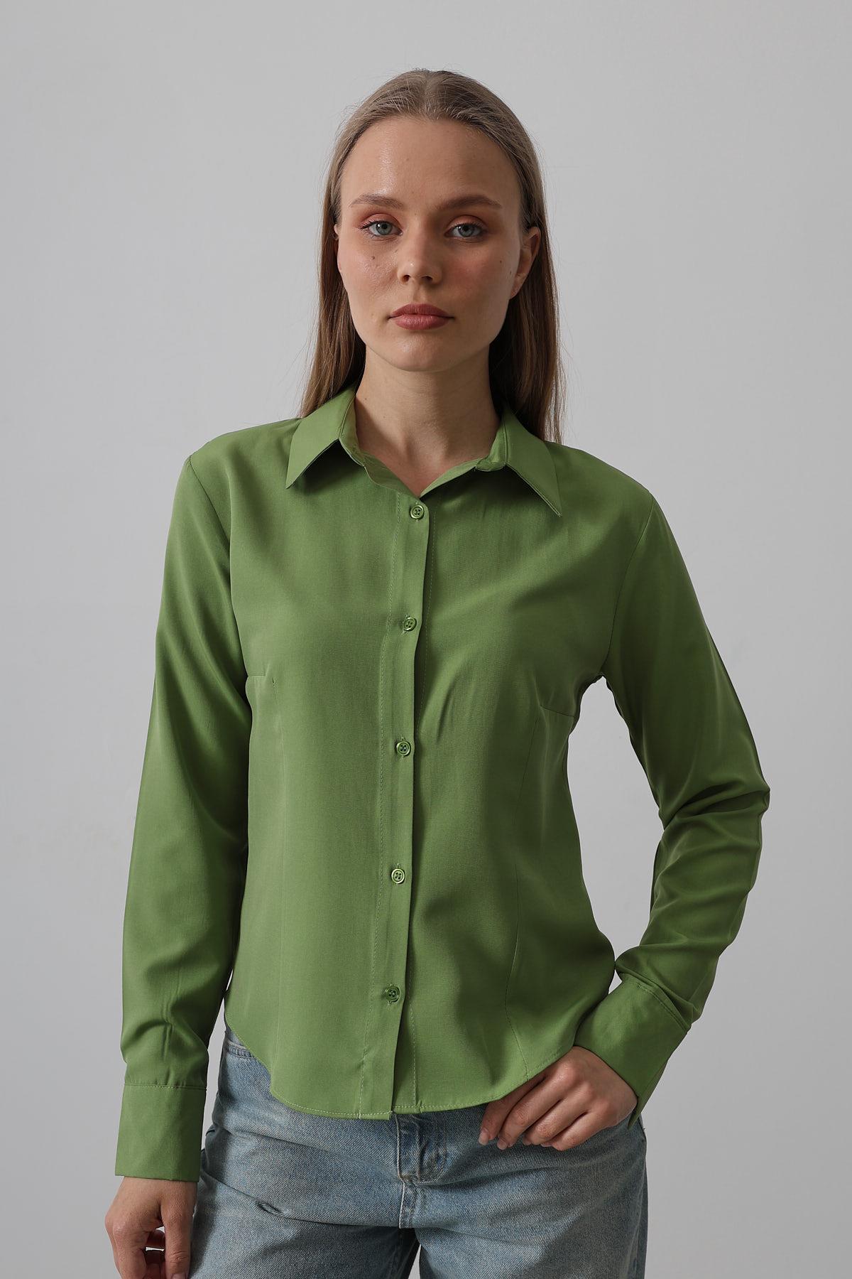 Basic Shirt - Cagla Green - Brand: Reyon - Women & Kids, Baby Clothes Wholesale - TheBS Women