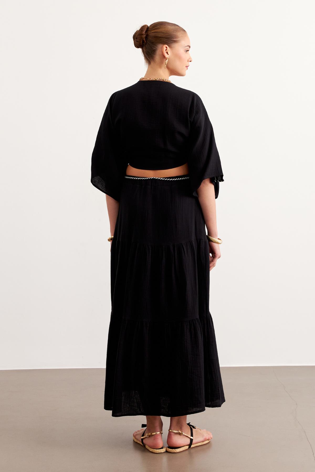 Shoulder Embroidery Detailed Tie Waist Shirt – Brand: Levure – Women & Kids, Baby Clothes Wholesale – TheBS Women