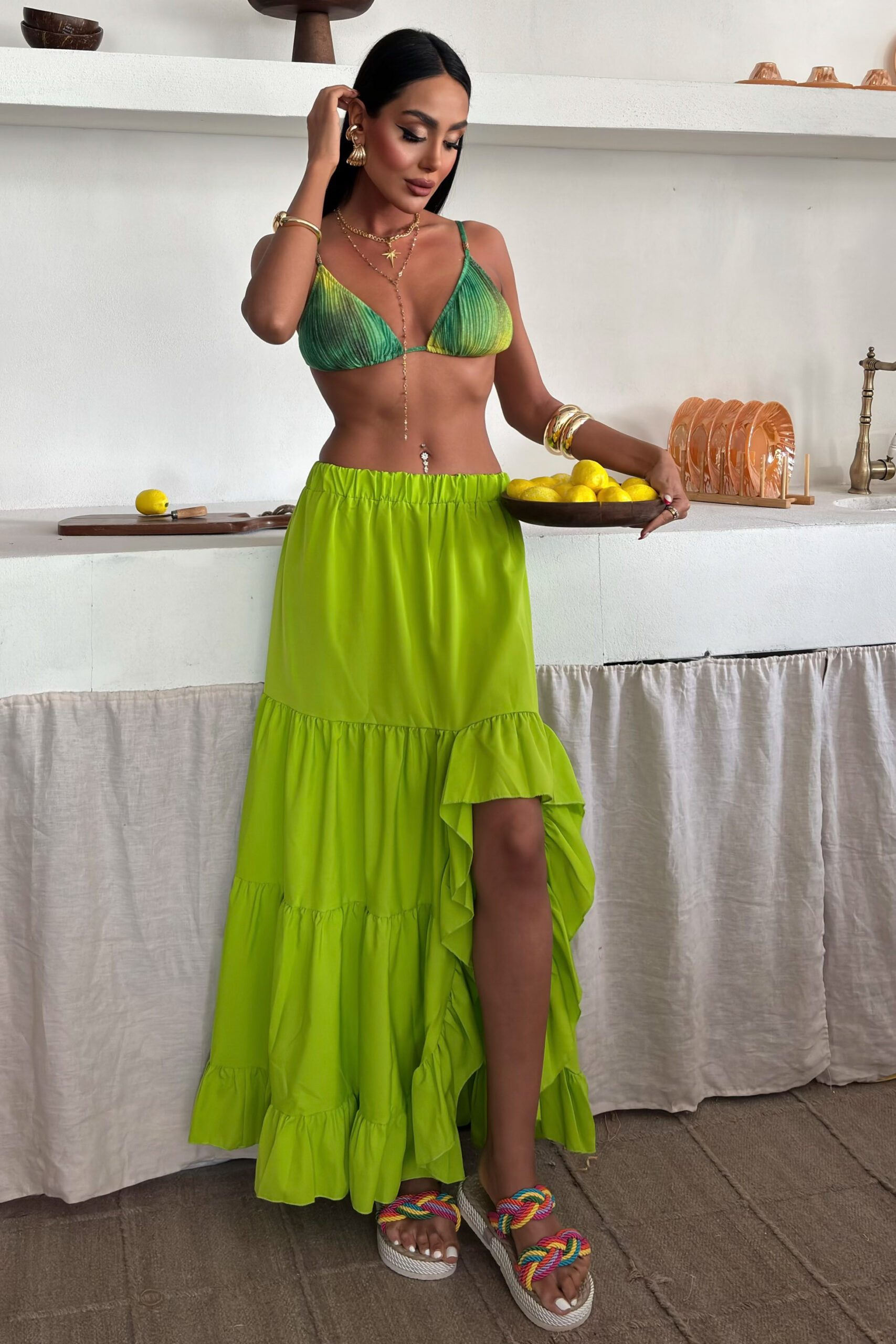 Long Skirt With Side Ruffles - Brand: Sobe Istanbul - Women & Kids, Baby Clothes Wholesale - TheBS Women