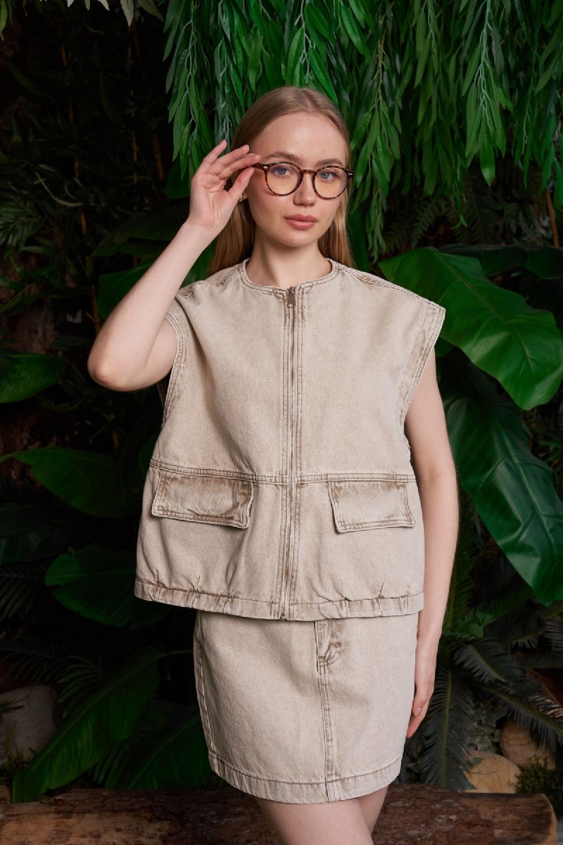 Oversize Denim Vest With Zipper - Brand: XLove - Women & Kids, Baby Clothes Wholesale - TheBS Women