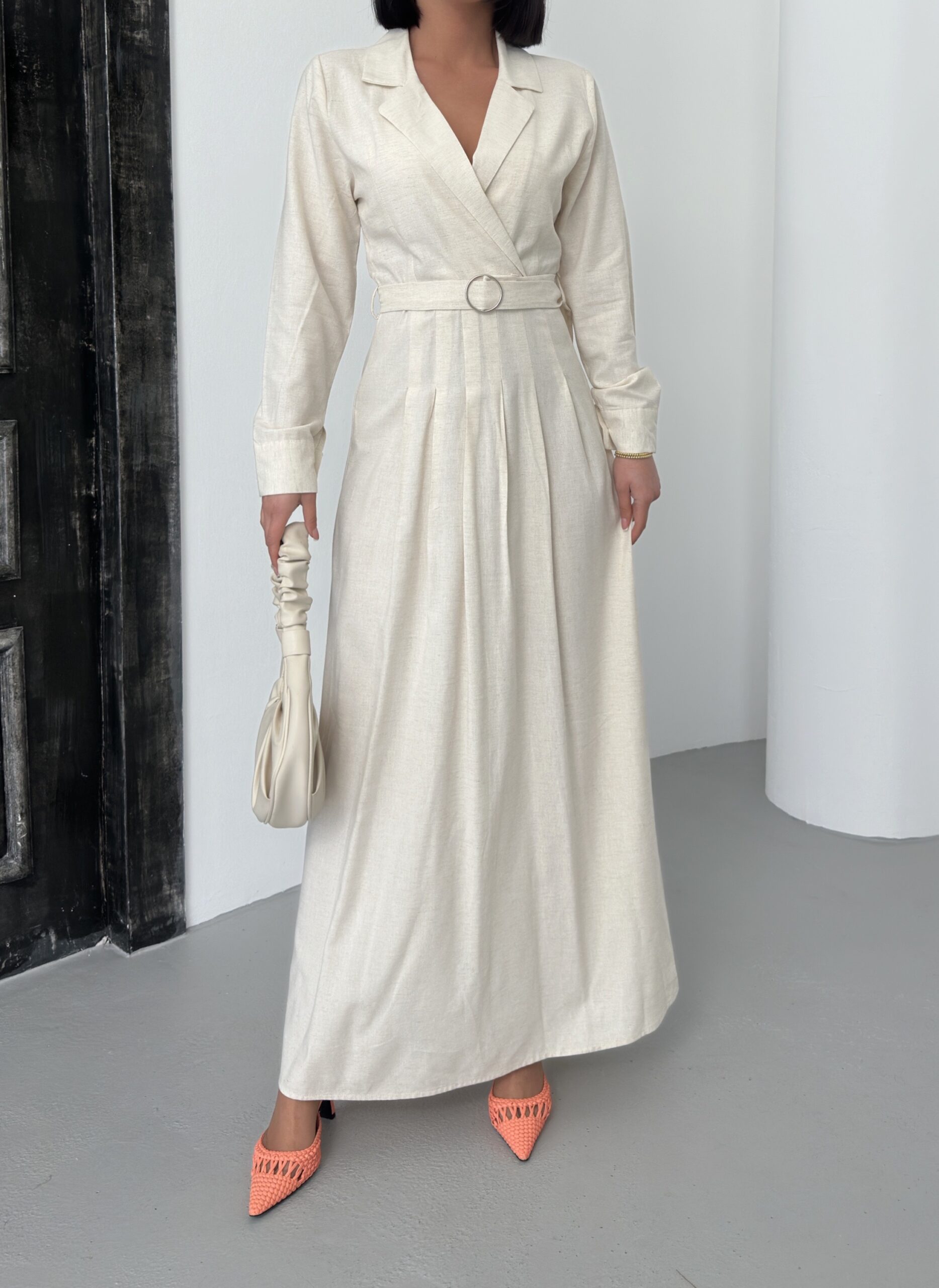 Linen Dress With Belt - Brand: My Fashion - Women & Kids, Baby Clothes Wholesale - TheBS Women