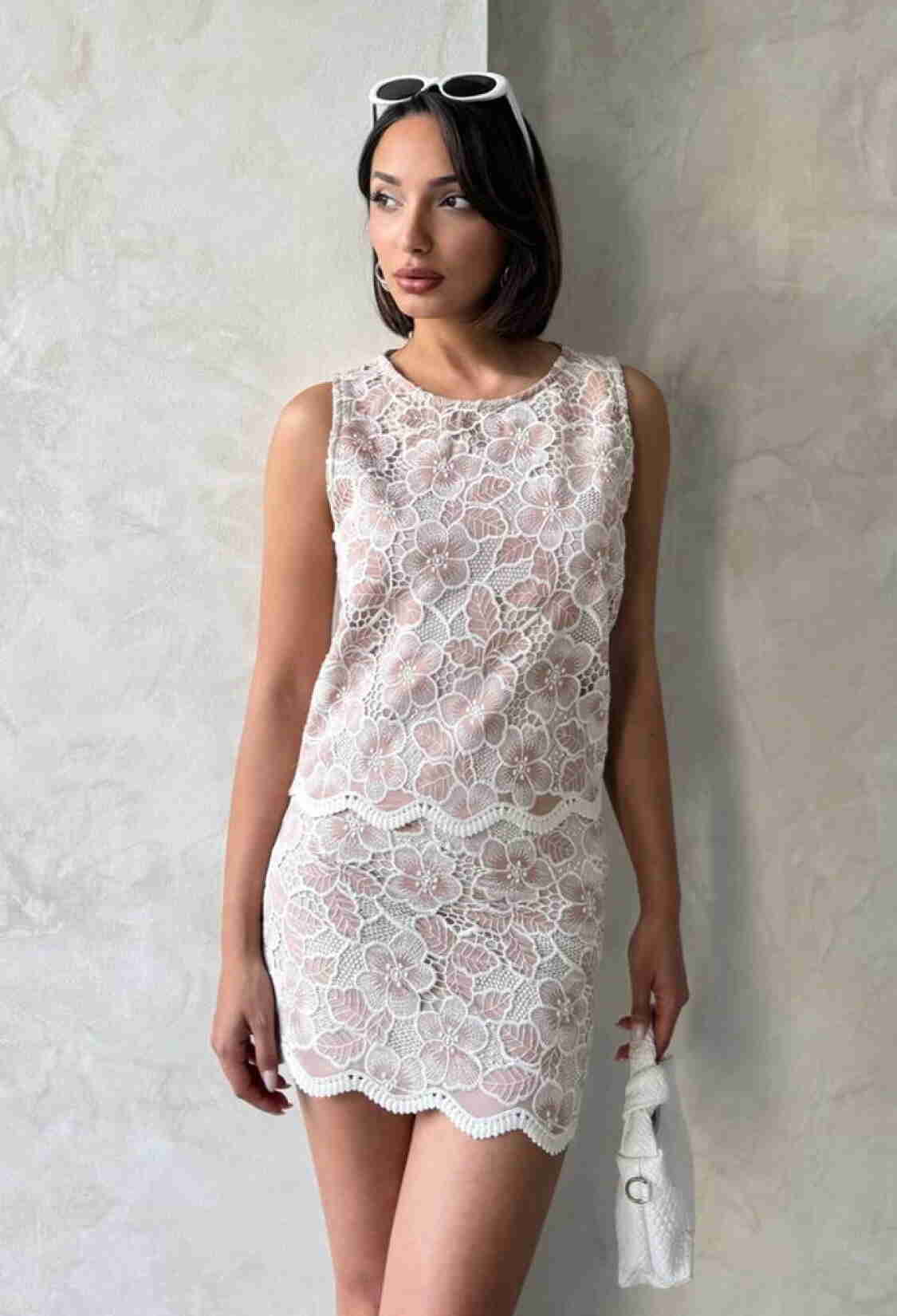 Lace Sleeveless Blouse - Powder - Brand: Topshow - Women & Kids, Baby Clothes Wholesale - TheBS Women
