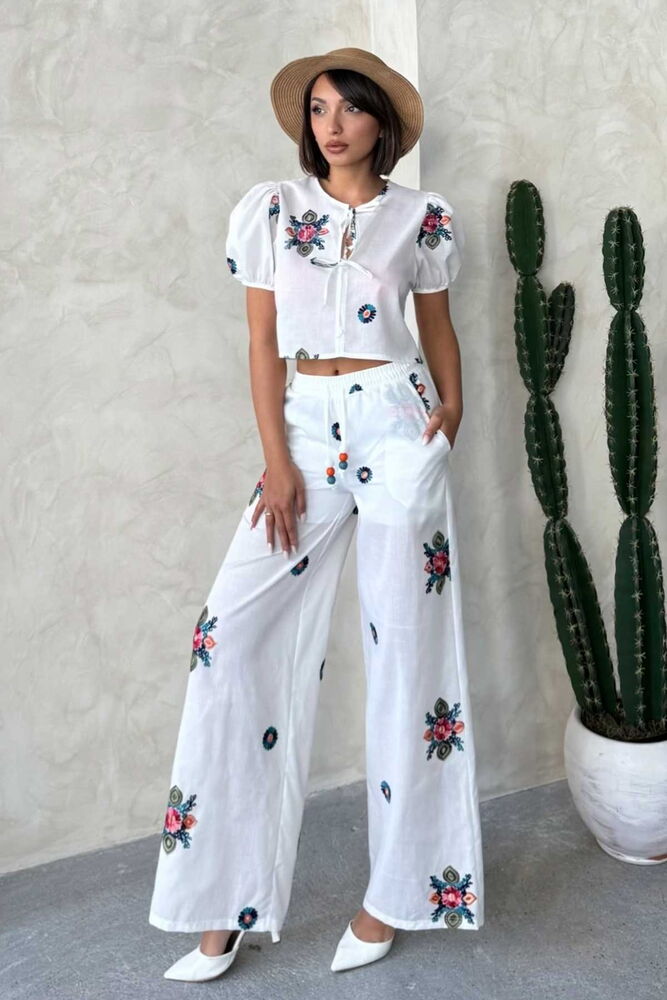 Embroidered Pants - Cream - Brand: Topshow - Women & Kids, Baby Clothes Wholesale - TheBS Women