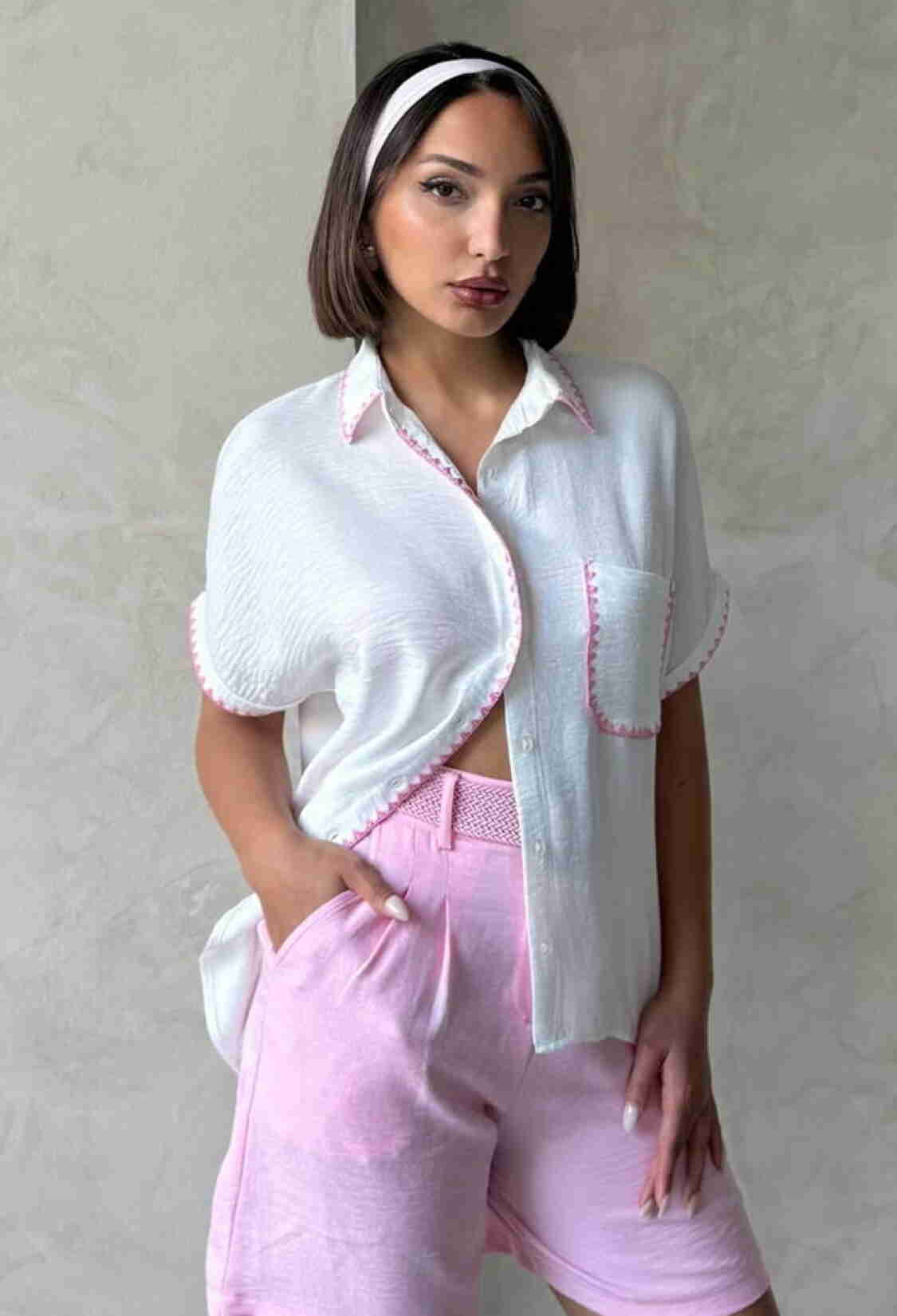 Shepherd Stitched Linen Shirt - Cream - Brand: Topshow - Women & Kids, Baby Clothes Wholesale - TheBS Women
