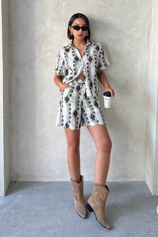 Embroidered Shorts - Stone - Brand: Topshow - Women & Kids, Baby Clothes Wholesale - TheBS Women