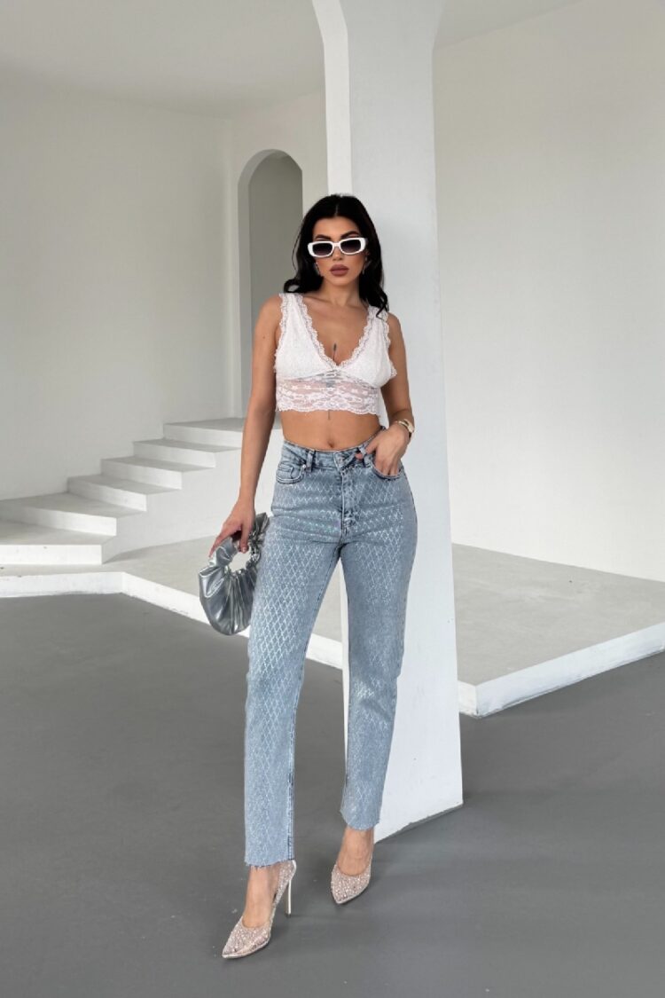 Mom Fit Jeans With Stones - Brand: XLove - Women & Kids, Baby Clothes Wholesale - TheBS Women