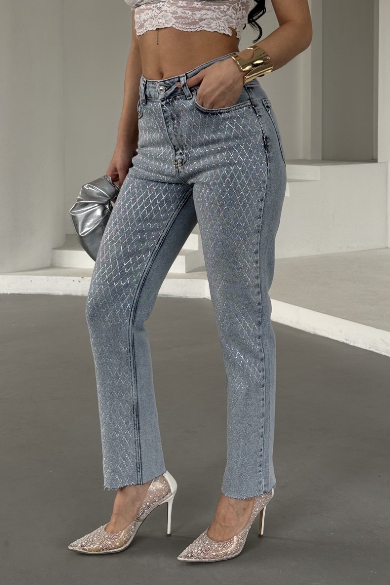Mom Fit Jeans With Stones - Brand: XLove - Women & Kids, Baby Clothes Wholesale - TheBS Women