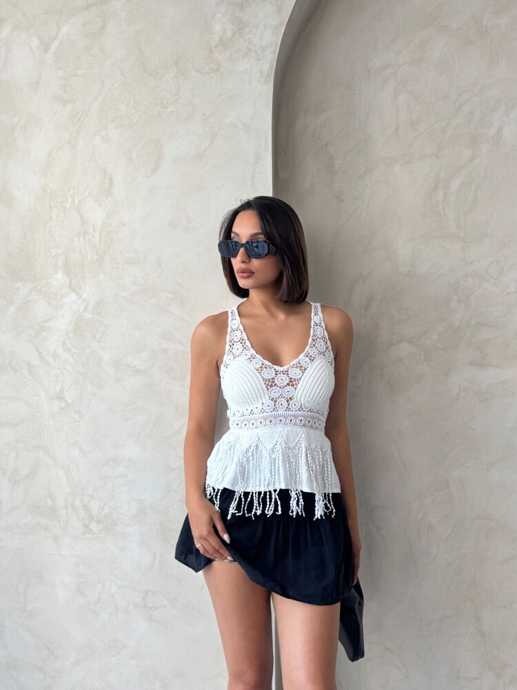 Wholesale BlouseWith Guipure Detailed Strap