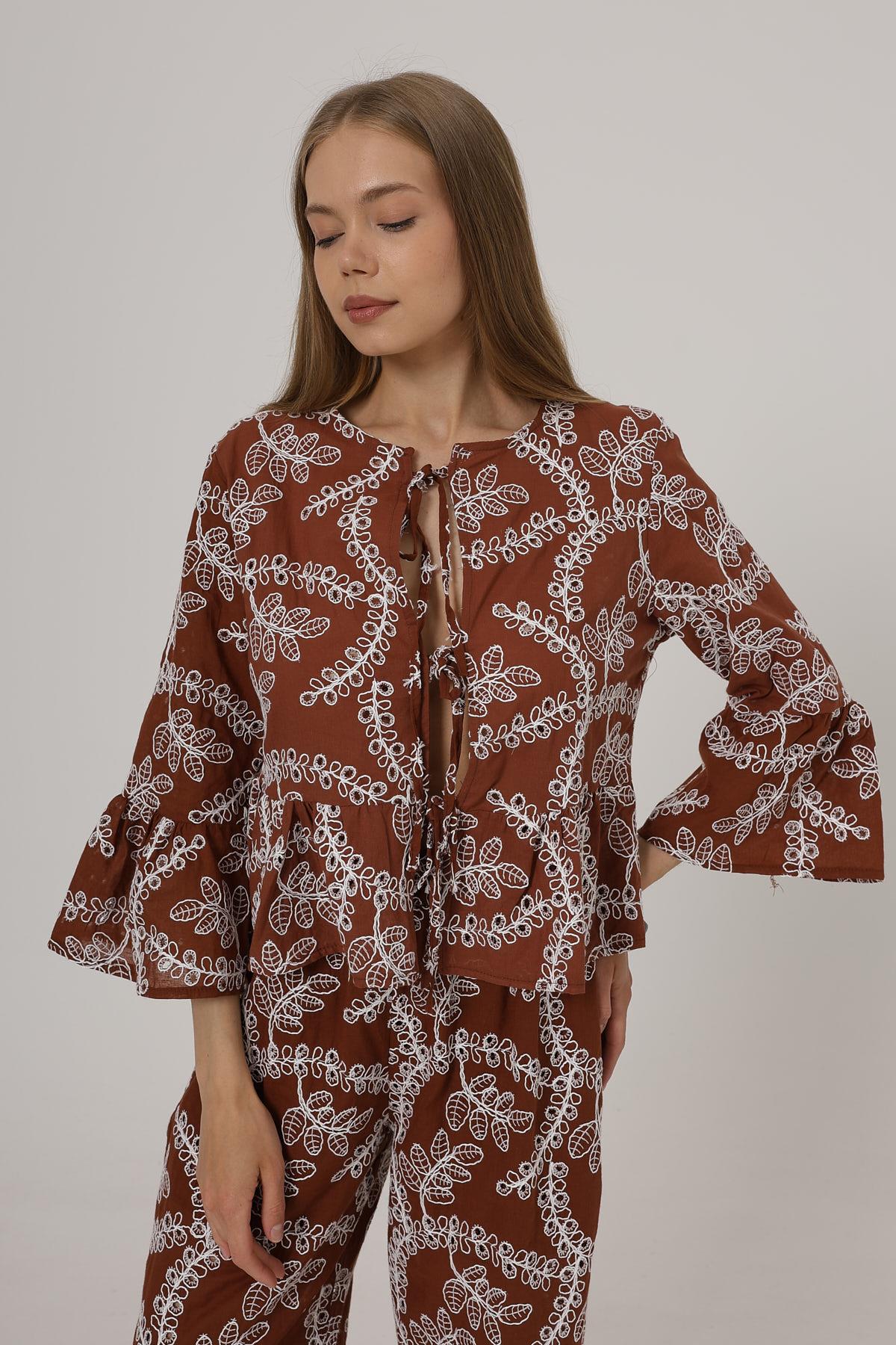 Bow Tie Embroidered Blouse - Brand: Reyon - Women & Kids, Baby Clothes Wholesale - TheBS Women