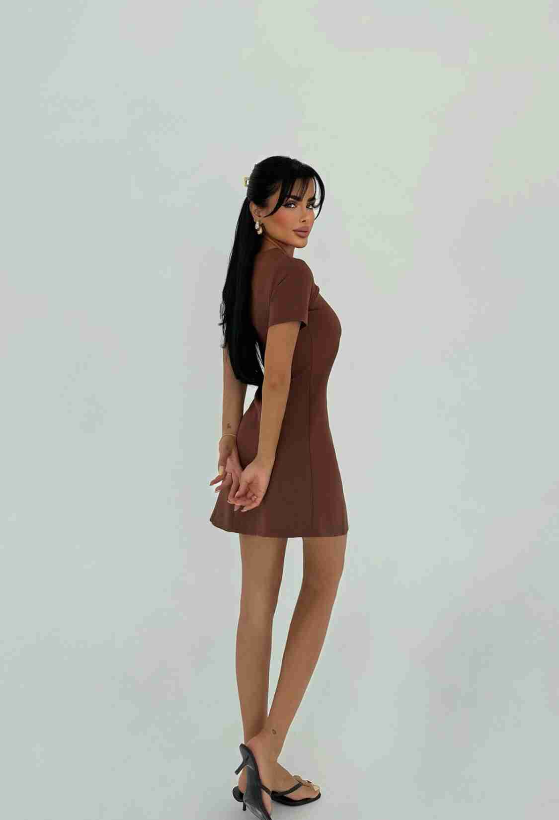 Elegant A-Line Mini Dress With Short Sleeves - Brand: EYYO ATELIER - Women & Kids, Baby Clothes Wholesale - TheBS Women